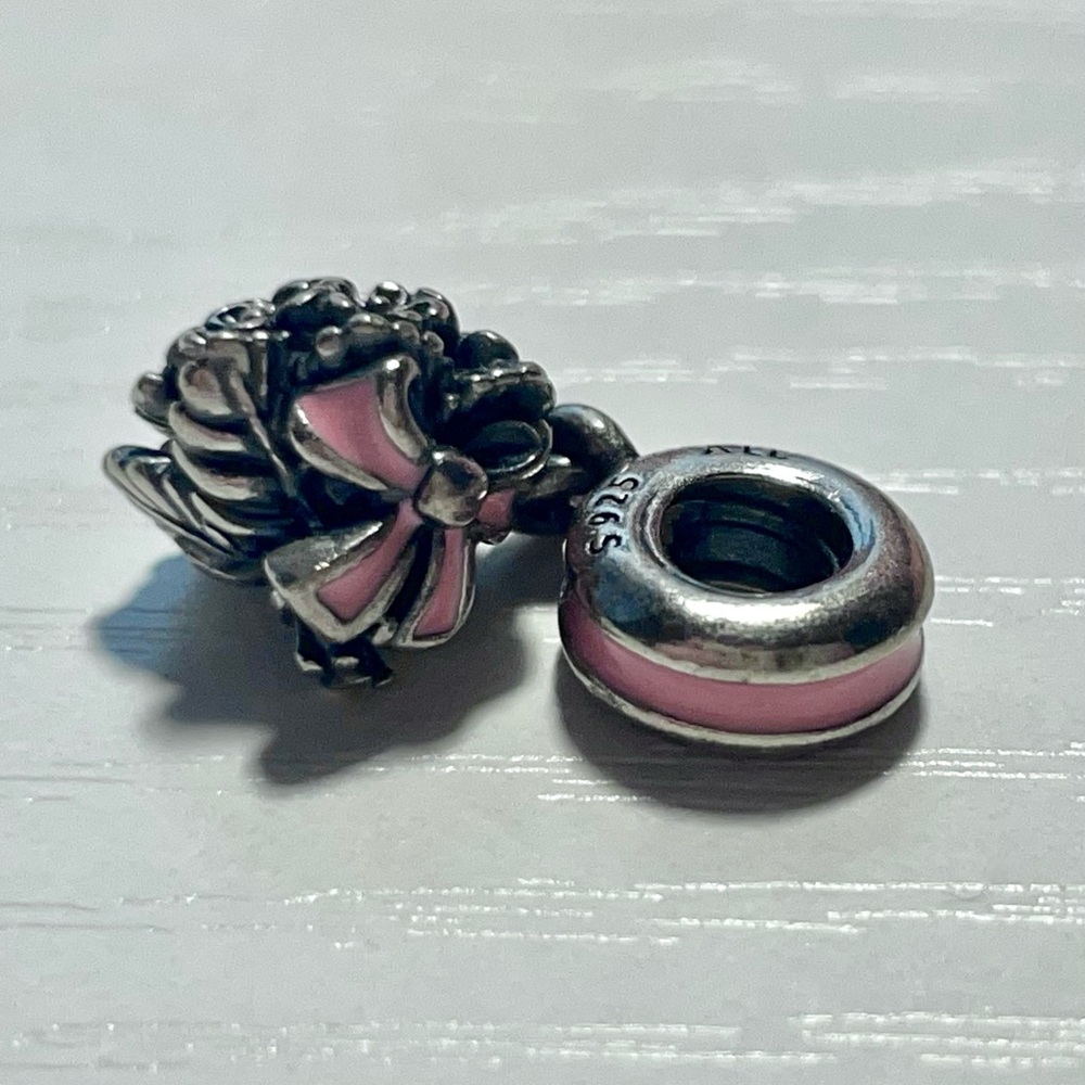 Authentic Pandora Everlasting Pink Bouquet Dangle Charm 791106 - Picture 3 of 4